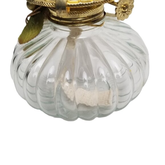 Vintage Lamplight Farms Glass Oil Lamp Hurricane Chimney Brass Burner Decor - Picture 6 of 11